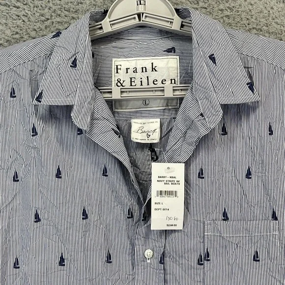 Frank & Eileen Navy and White Button Down Shirt - Picture 3 of 12
